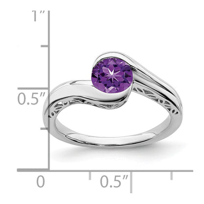 14K Weißgold Amethyst-Bypass-Ring