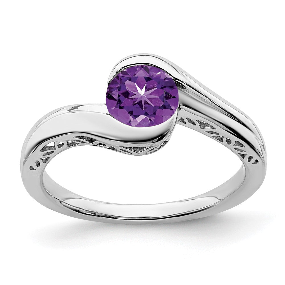 14K Weißgold Amethyst-Bypass-Ring