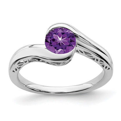 14K Weißgold Amethyst-Bypass-Ring