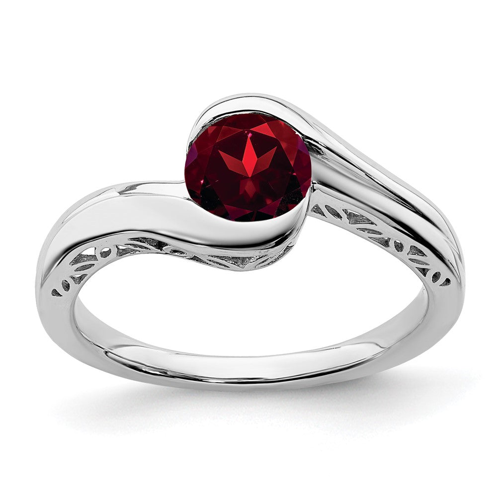 10K Weißgold Granat Bypass Ring