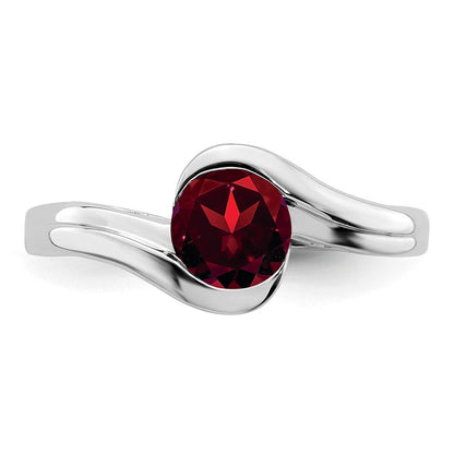 Massiv 14K Weißgold Synthetisch Granat Bypass Ring