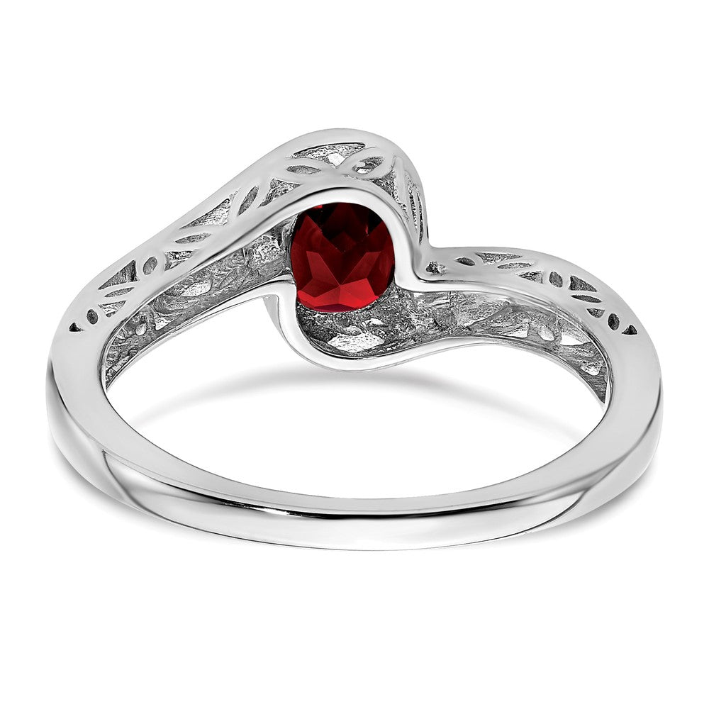 Massiv 14K Weißgold Synthetisch Granat Bypass Ring