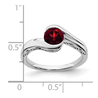 Massiv 14K Weißgold Synthetisch Granat Bypass Ring