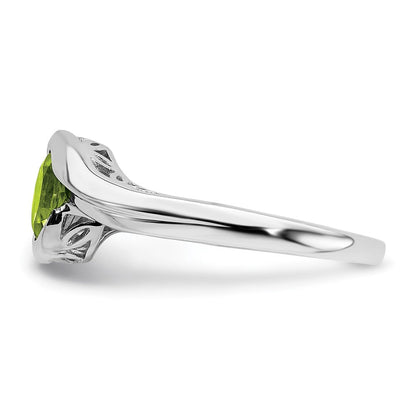 Massiv 14K Weißgold Synthetisch Peridot Bypass Ring