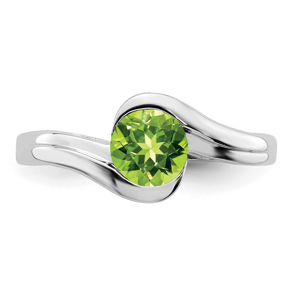 Massiv 14K Weißgold Synthetisch Peridot Bypass Ring