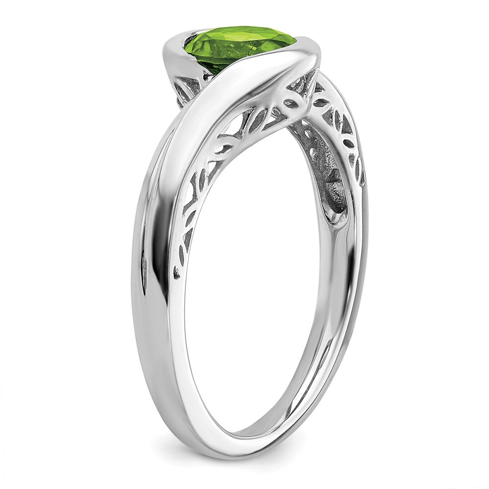 Massiv 14K Weißgold Synthetisch Peridot Bypass Ring