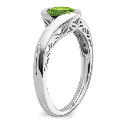 Massiv 14K Weißgold Synthetisch Peridot Bypass Ring