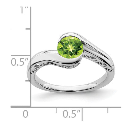 Massiv 14K Weißgold Synthetisch Peridot Bypass Ring