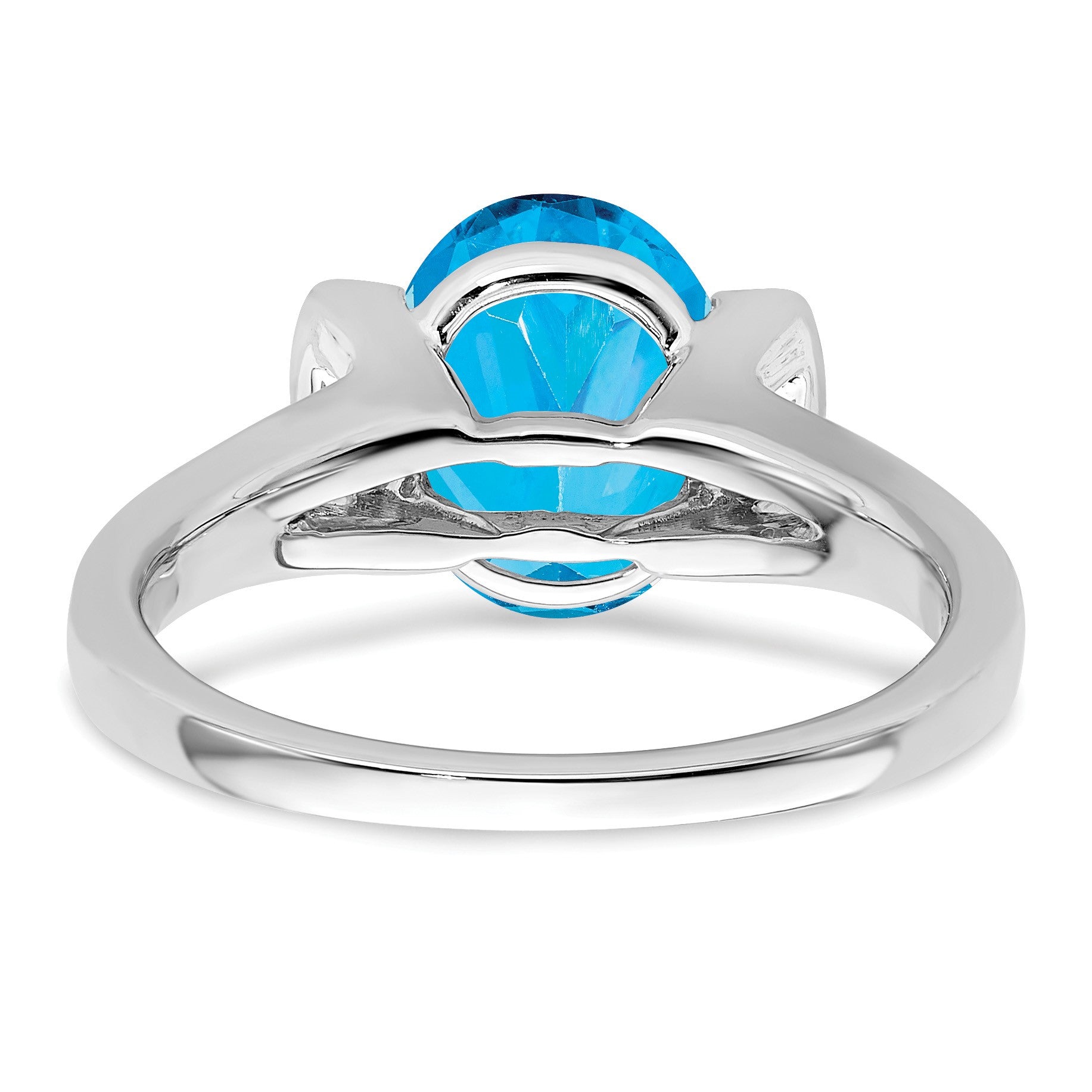 14K Weißgold Ring mit ovalem Blautopas und echten Diamanten