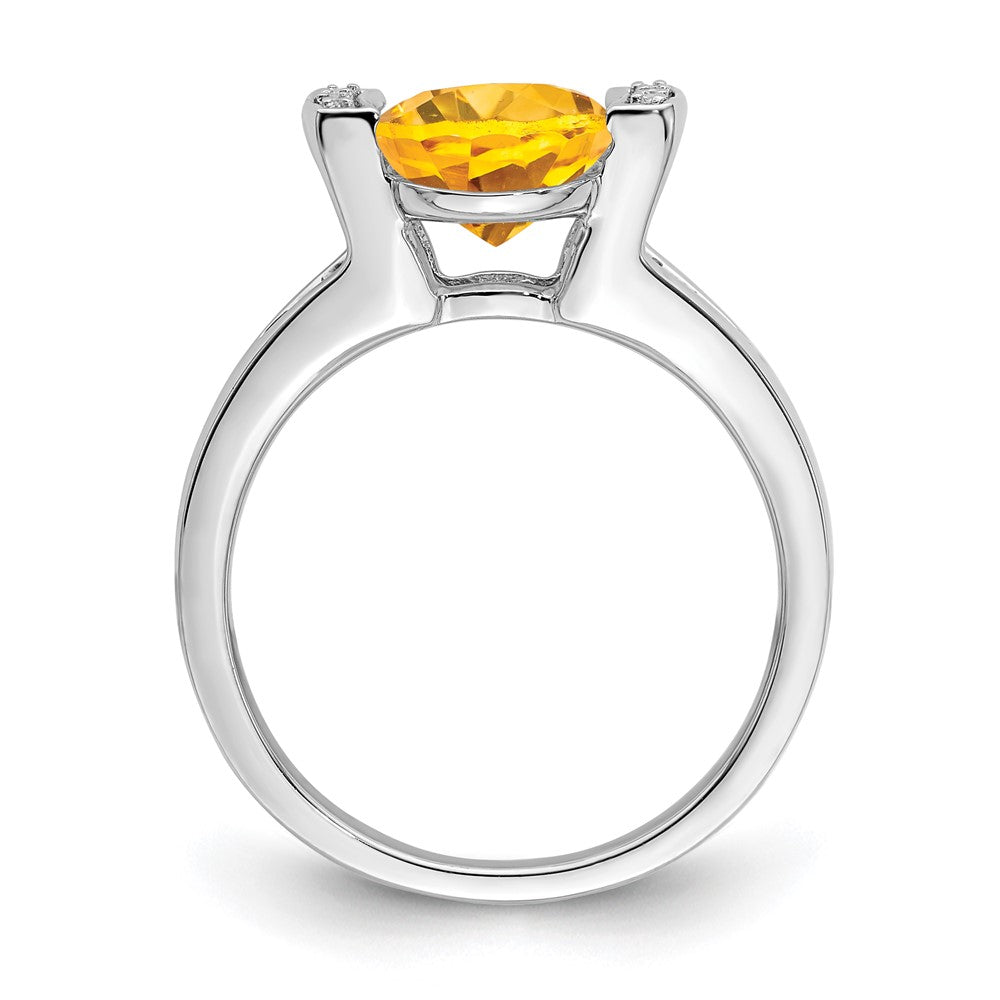 14K Weißgold Ring mit ovalem Citrin und echten Diamanten