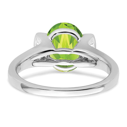 14K Weißgold Ring mit ovalem Peridot und echten Diamanten
