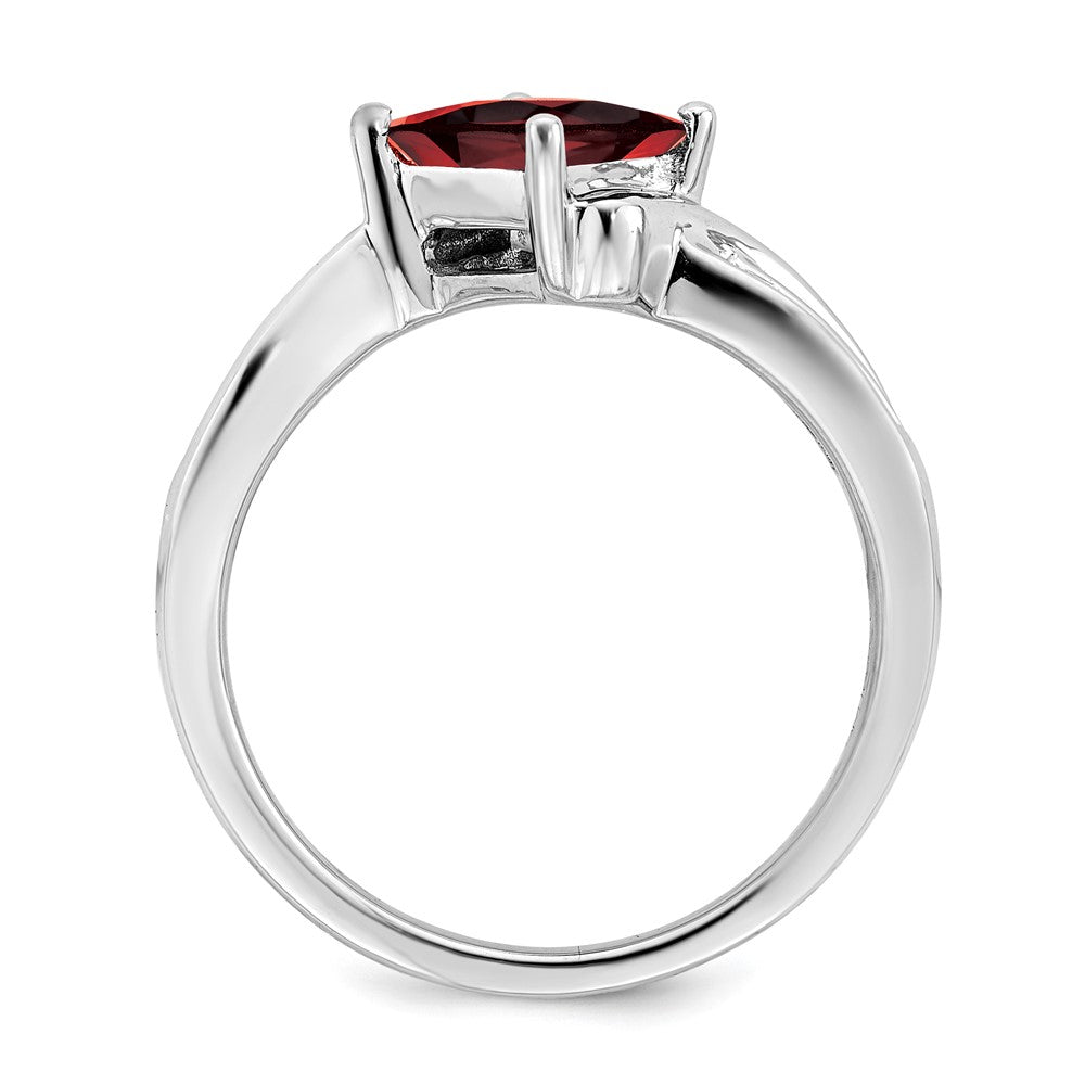 14K Weißgold Ring mit quadratischem Granat und echten Diamanten