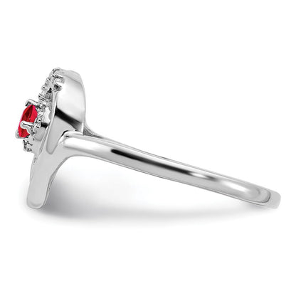 14K Weißgold Ring mit Rubin und echtem Diamant in Herzform