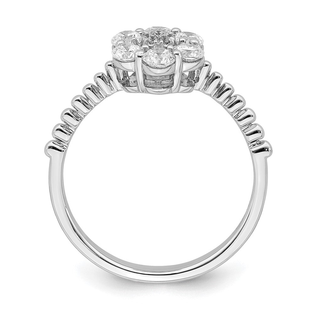 14K Weißgold Ring mit im Labor gezüchteten Diamanten, VS/SI FGH, Blumenmotiv