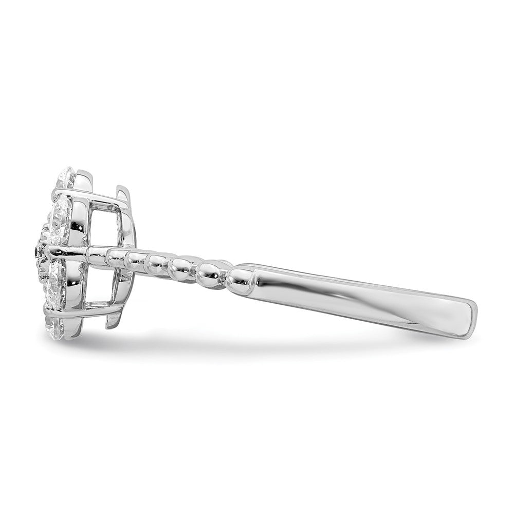 14K Weißgold Ring mit im Labor gezüchteten Diamanten, VS/SI FGH, Blumenmotiv