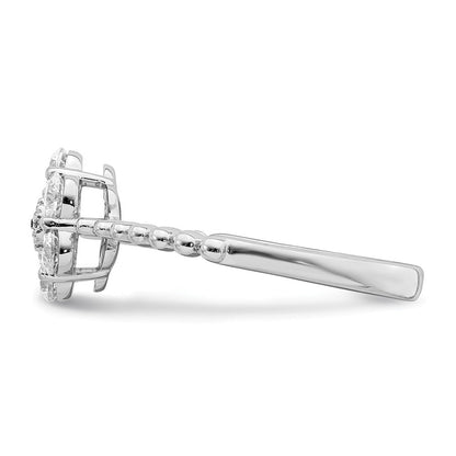14K Weißgold Ring mit im Labor gezüchteten Diamanten, VS/SI FGH, Blumenmotiv