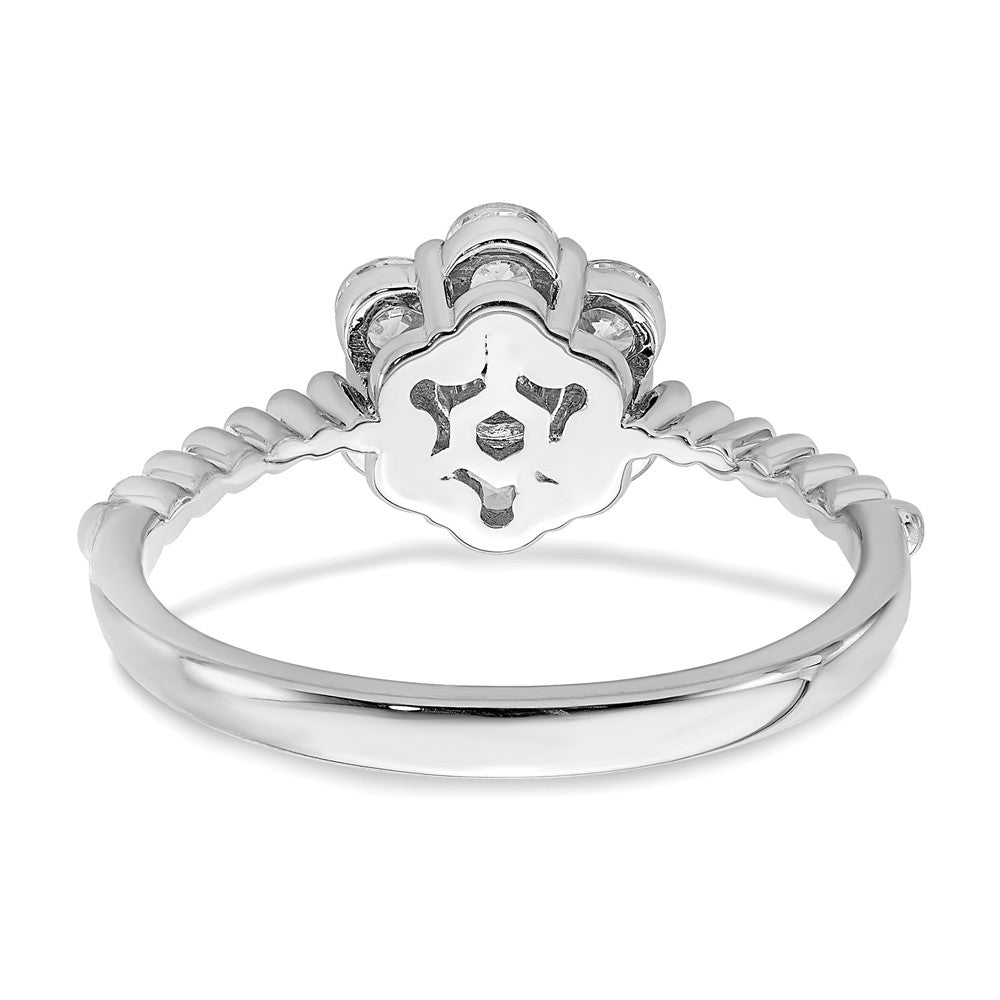14K Weißgold Ring mit im Labor gezüchteten Diamanten, VS/SI FGH, Blumenmotiv