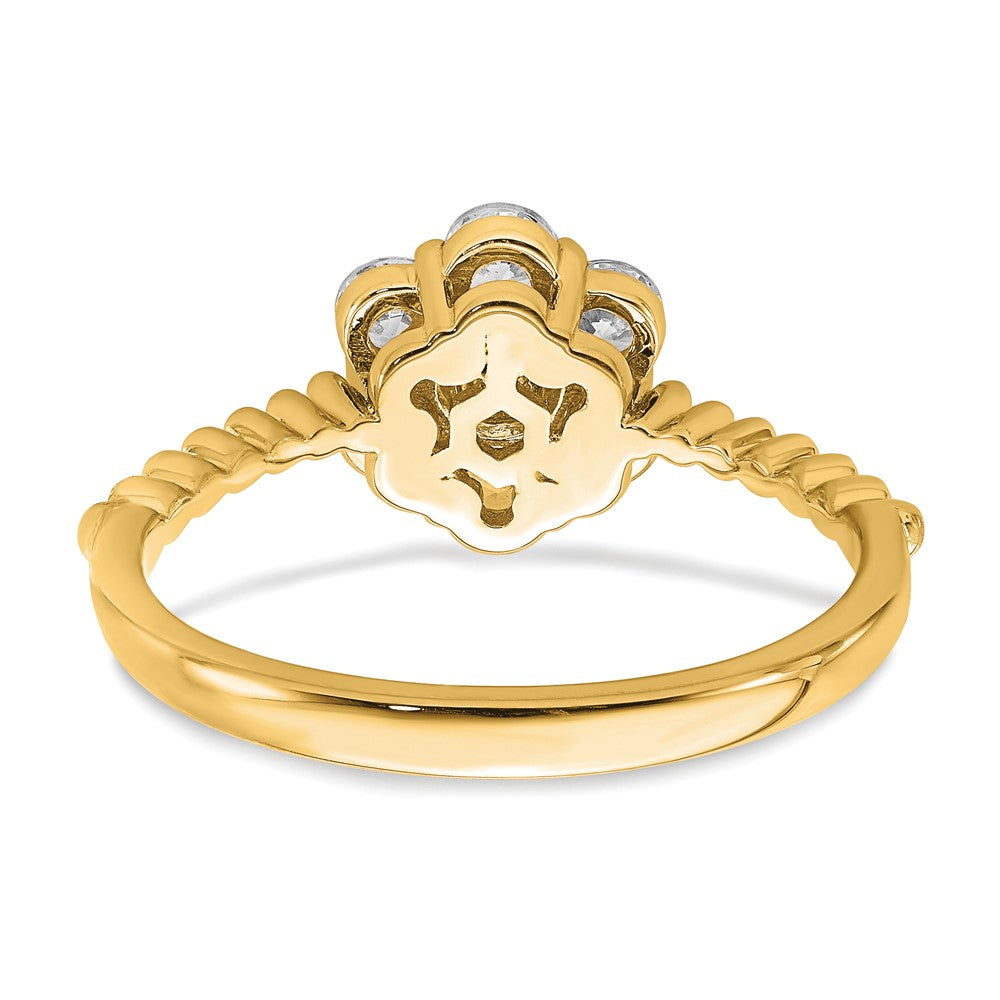 14K Gelbgold Ring mit im Labor gezüchteten Diamanten, floral, VS/SI+ G+