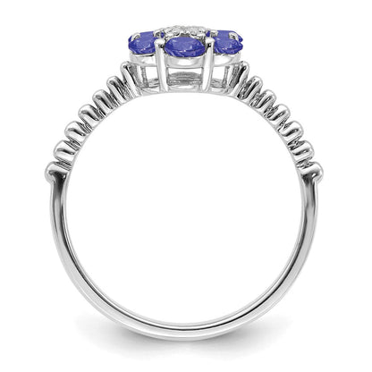 14K Weißgold Tansanit und Diamant Blumen Ring