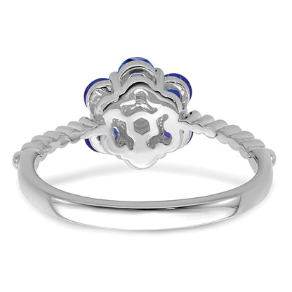 14K Weißgold Tansanit und Diamant Blumen Ring