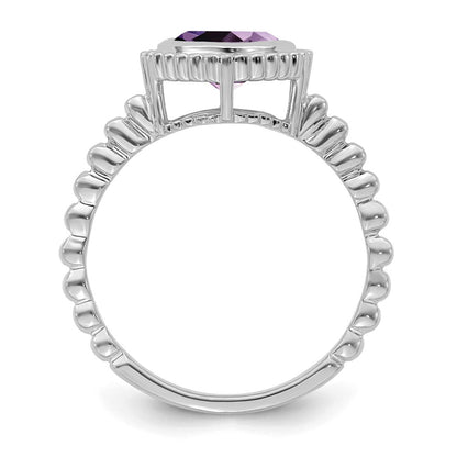 14K Weißgold Ring mit Kissenschliff-Amethyst