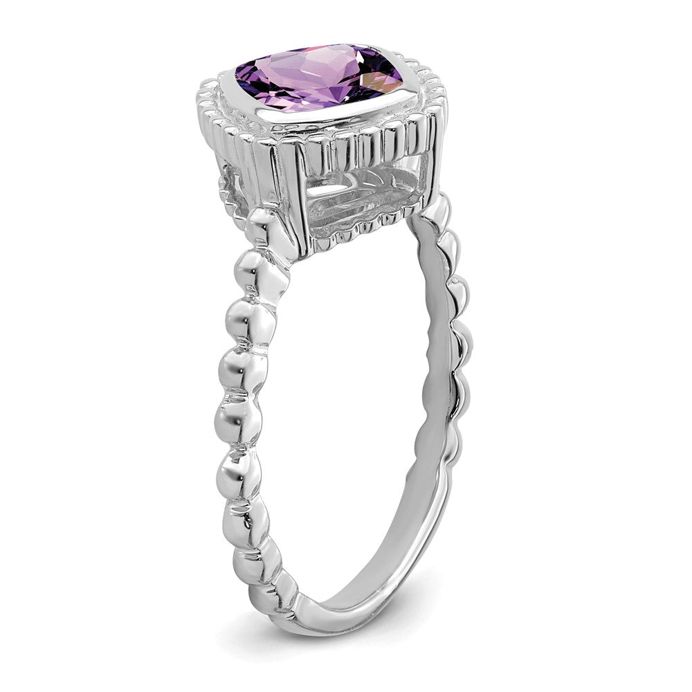 14K Weißgold Ring mit Kissenschliff-Amethyst