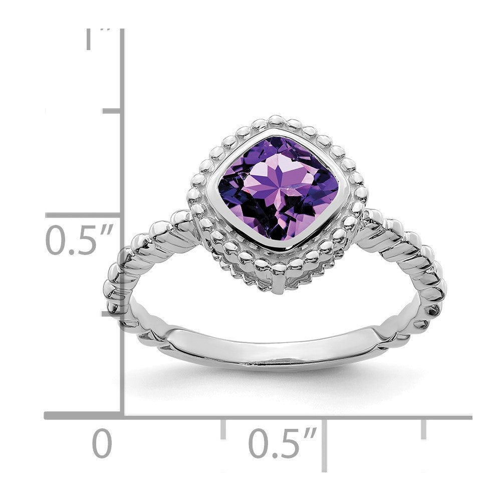 14K Weißgold Ring mit Kissenschliff-Amethyst