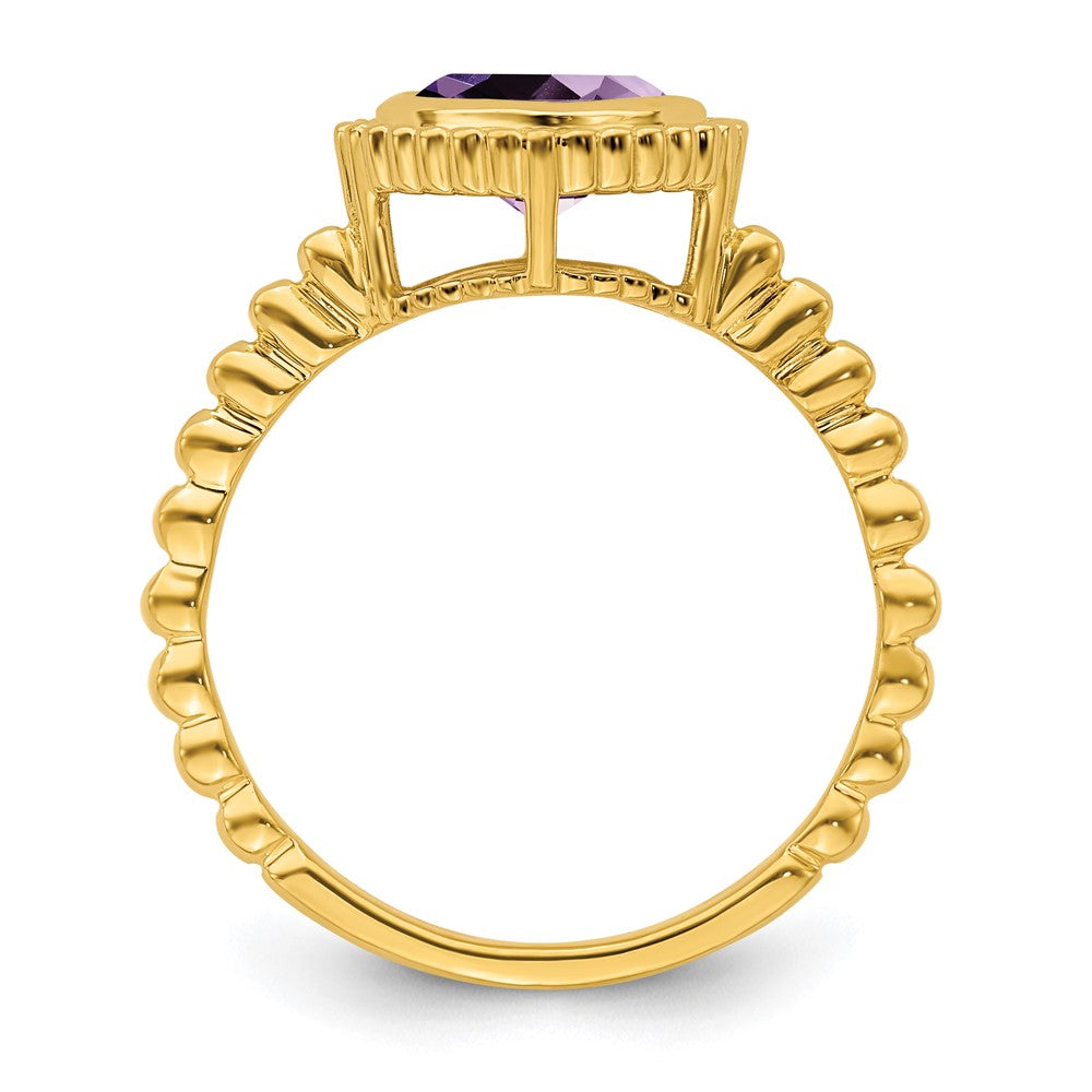 14K Gelbgold Ring mit Amethyst im Kissenschliff