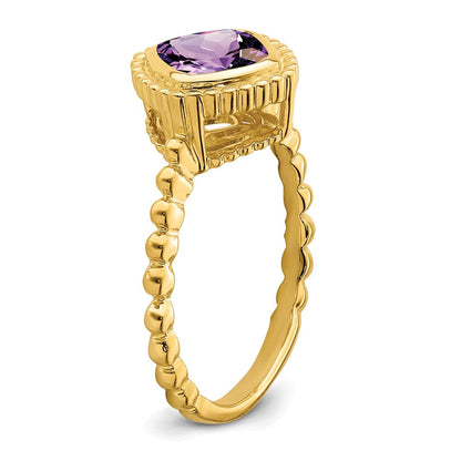 14K Gelbgold Ring mit Amethyst im Kissenschliff
