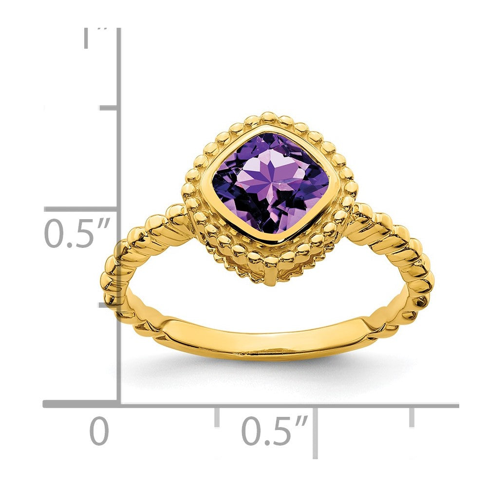 14K Gelbgold Ring mit Amethyst im Kissenschliff