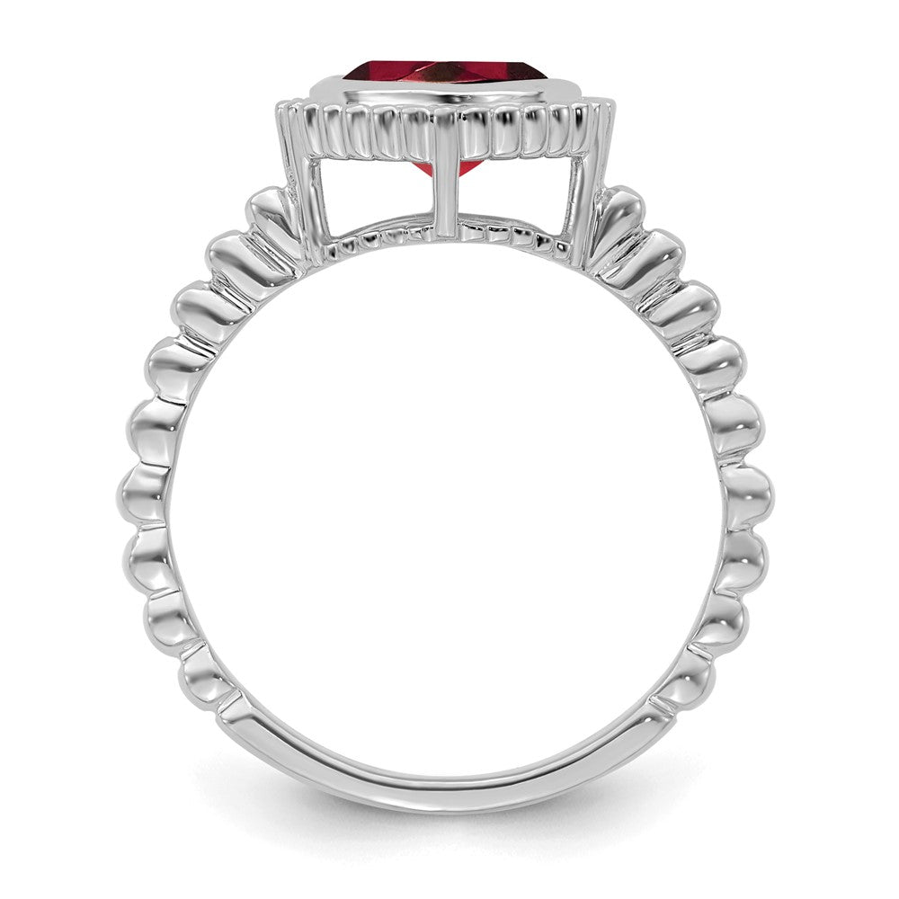14K Weißgold Ring mit Granat im Kissenschliff
