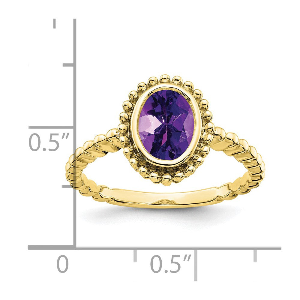10K Gelbgold Oval Amethyst Ring
