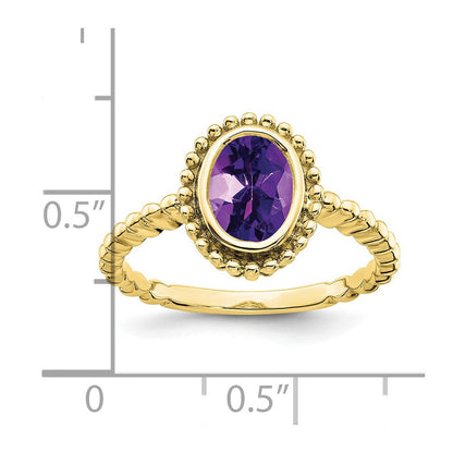 10K Gelbgold Oval Amethyst Ring