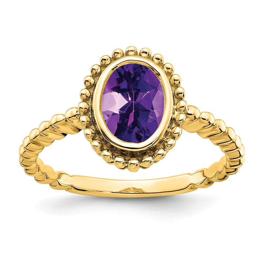 10K Gelbgold Oval Amethyst Ring