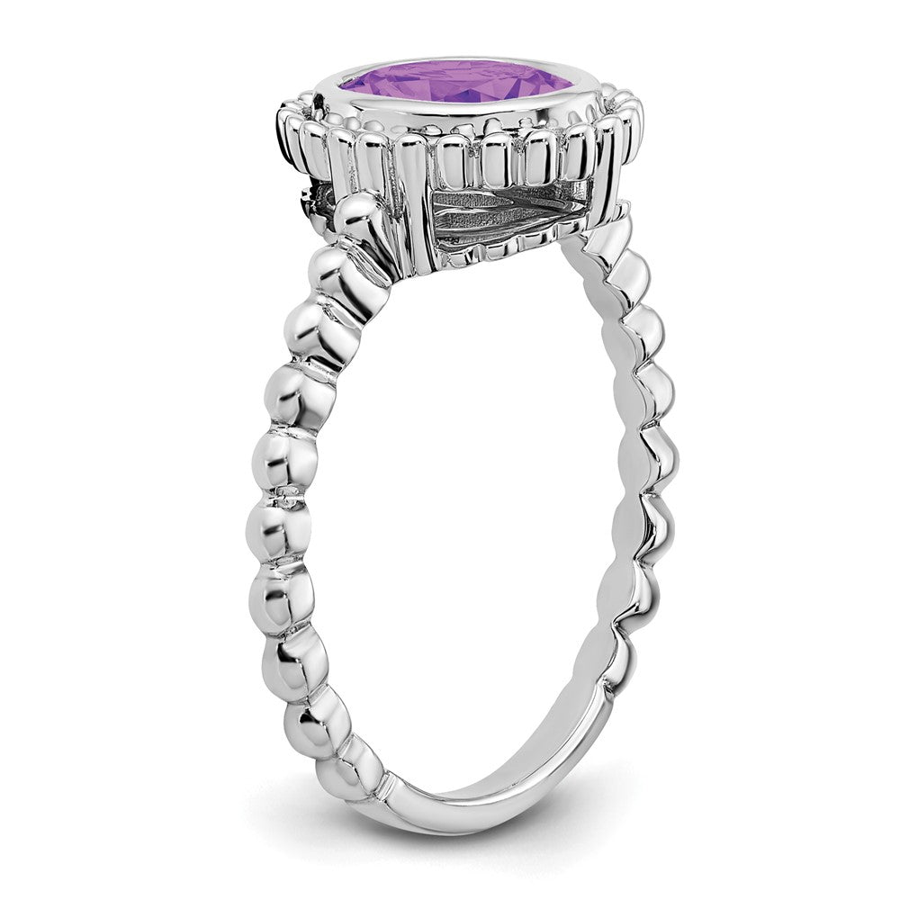 14K Weißgold Ring mit ovalem Amethyst