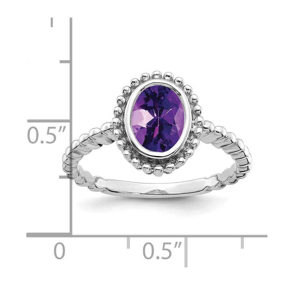 14K Weißgold Ring mit ovalem Amethyst