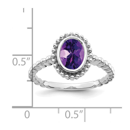 14K Weißgold Ring mit ovalem Amethyst