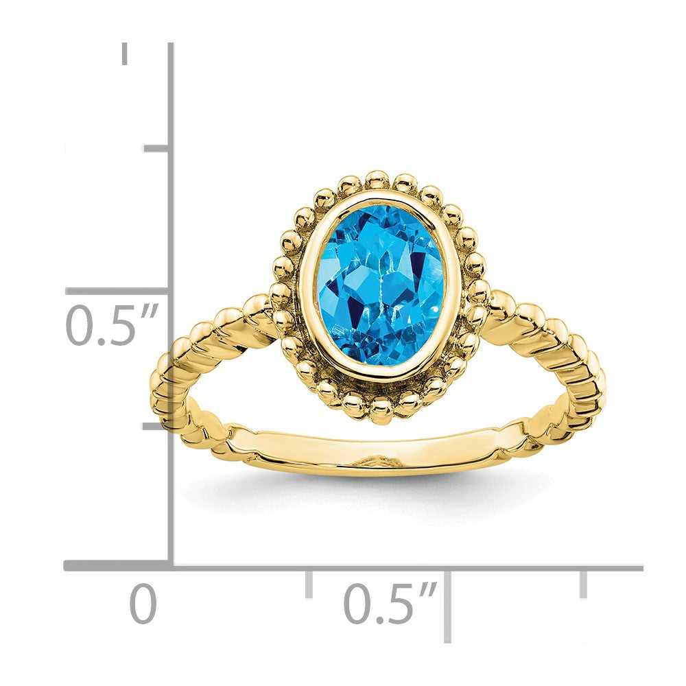 10K Gelbgold Oval Blautopas Ring