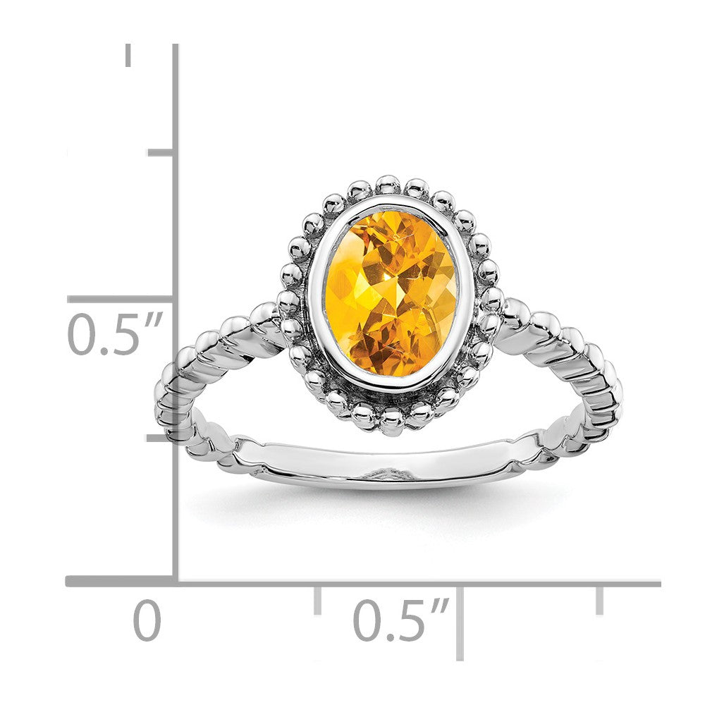 14K Weißgold Ring mit ovalem Citrin