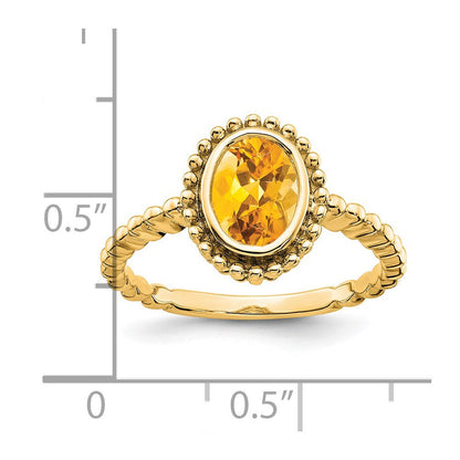 14K Gelbgold Ring mit ovalem Citrin