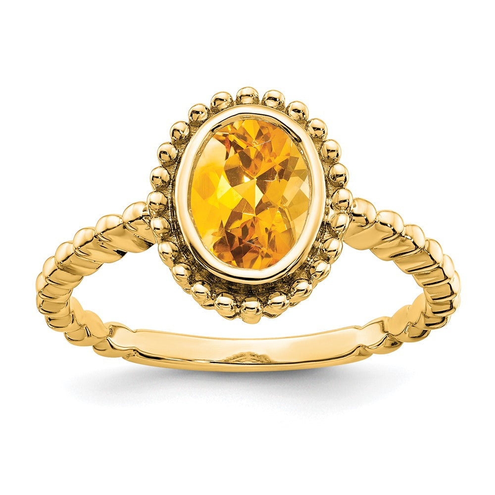14K Gelbgold Ring mit ovalem Citrin