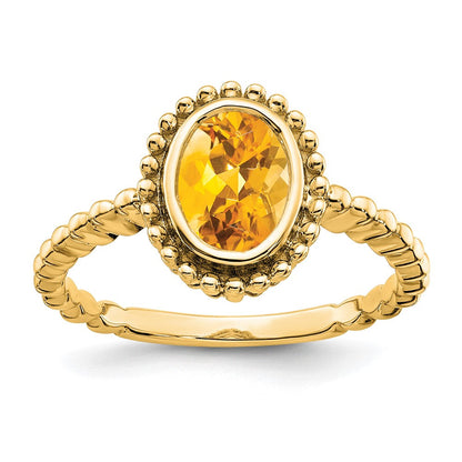 14K Gelbgold Ring mit ovalem Citrin
