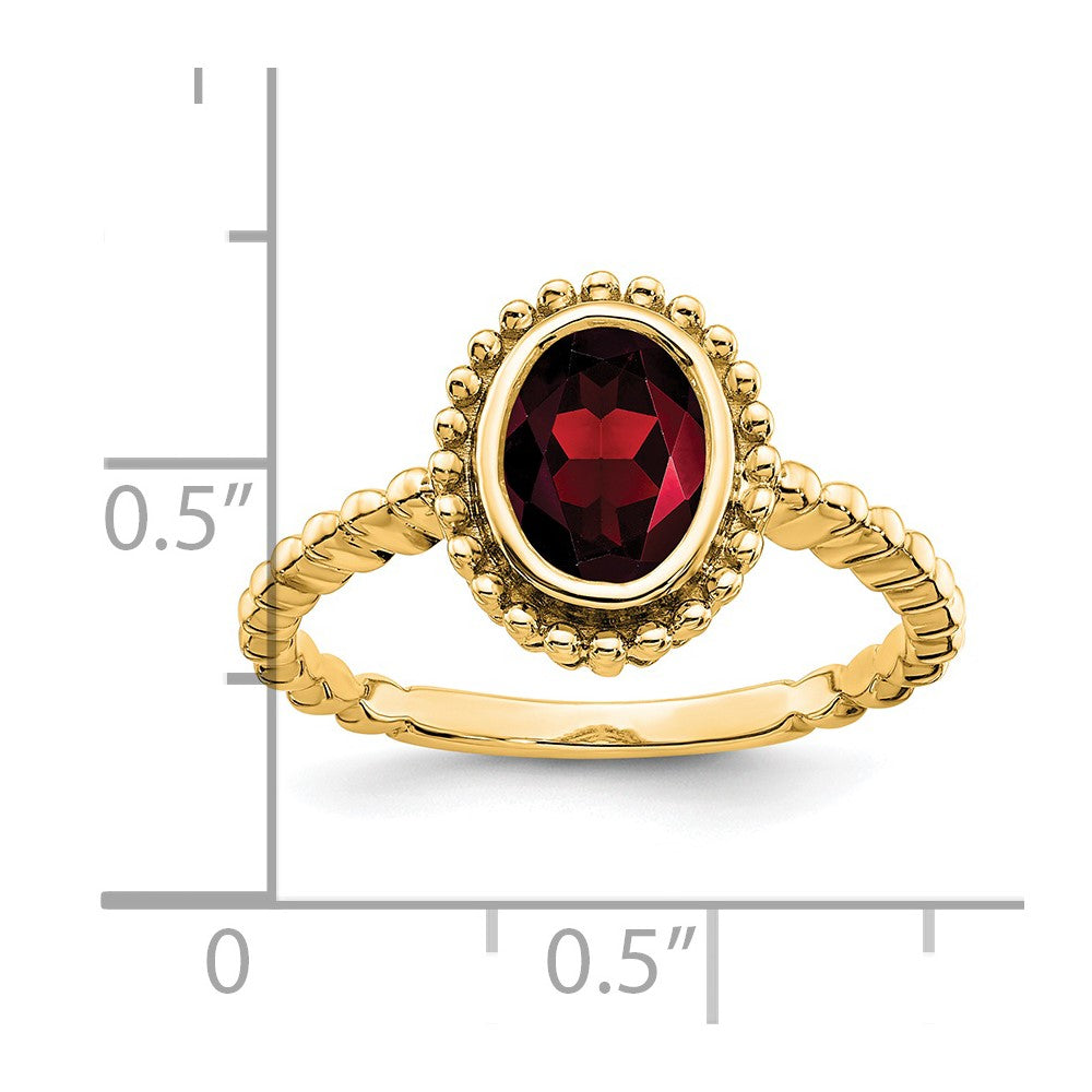 14K Gelbgold Ring mit ovalem Granat