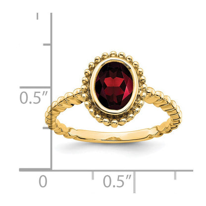 14K Gelbgold Ring mit ovalem Granat