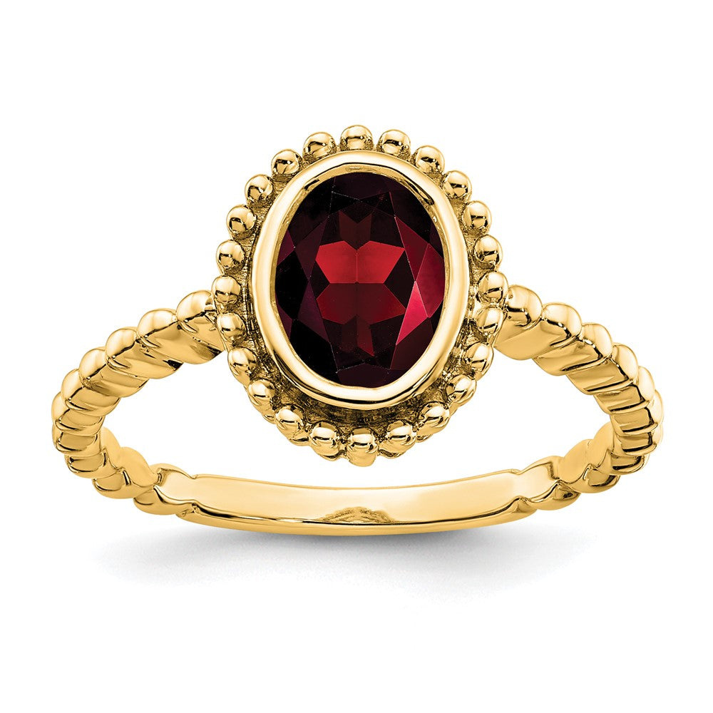 14K Gelbgold Ring mit ovalem Granat