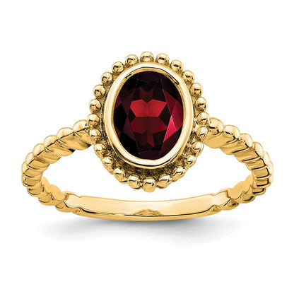 14K Gelbgold Ring mit ovalem Granat