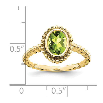 10K Gelbgold Oval Peridot Ring
