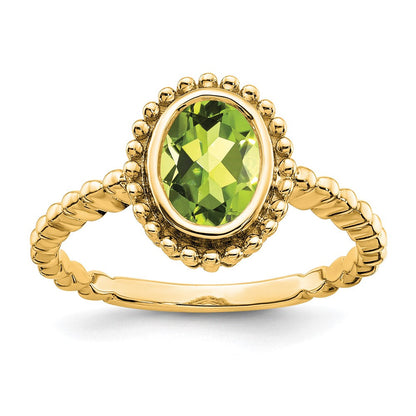 14K Gelbgold Ring mit ovalem Peridot