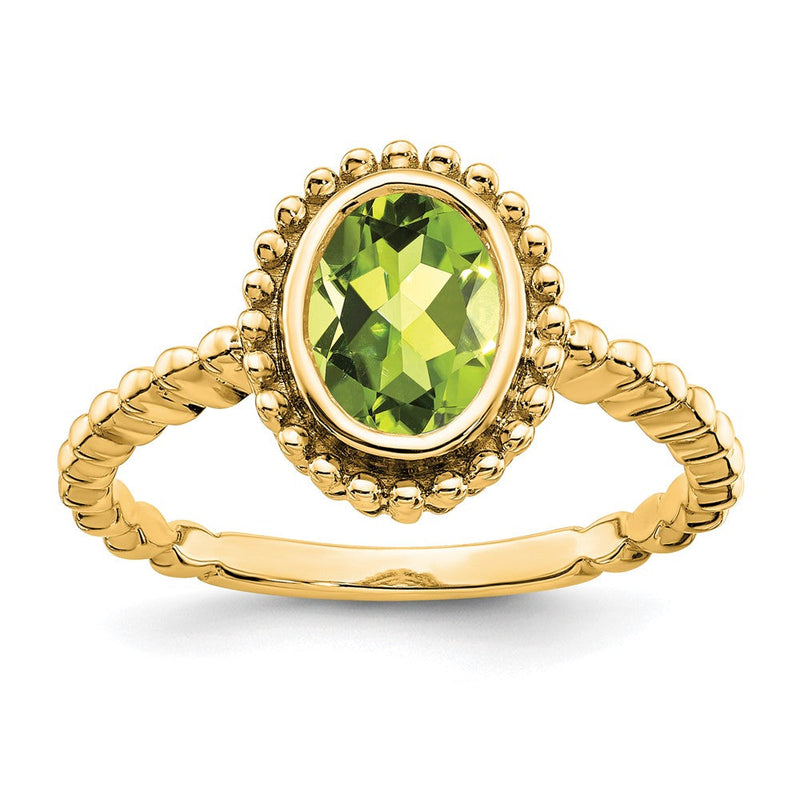 14K Gelbgold Ring mit ovalem Peridot