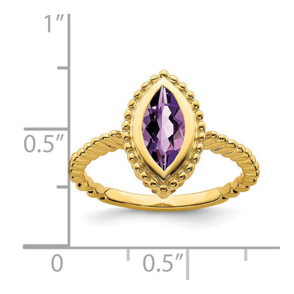 14K Gelbgold Ring mit Amethyst im Marquise-Schliff